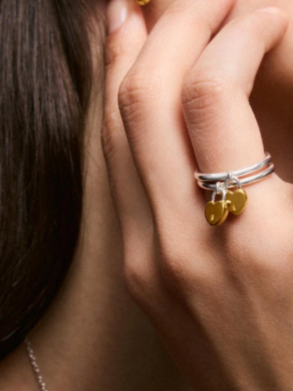 Tous Two-tone heart padlock motif Ring Tous Unlock Size 7 - Picture 4 of 4